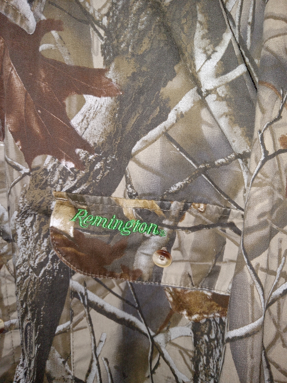 Remington Realtree Green Hardwoods Camo Hunting Shirt Mens XL Long Sleeve Cotton - Picture 3 of 12